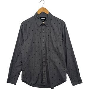 Bonobos Dress Shirt Mens Large Gray Button Down Chess Print Cotton Preppy Modern
